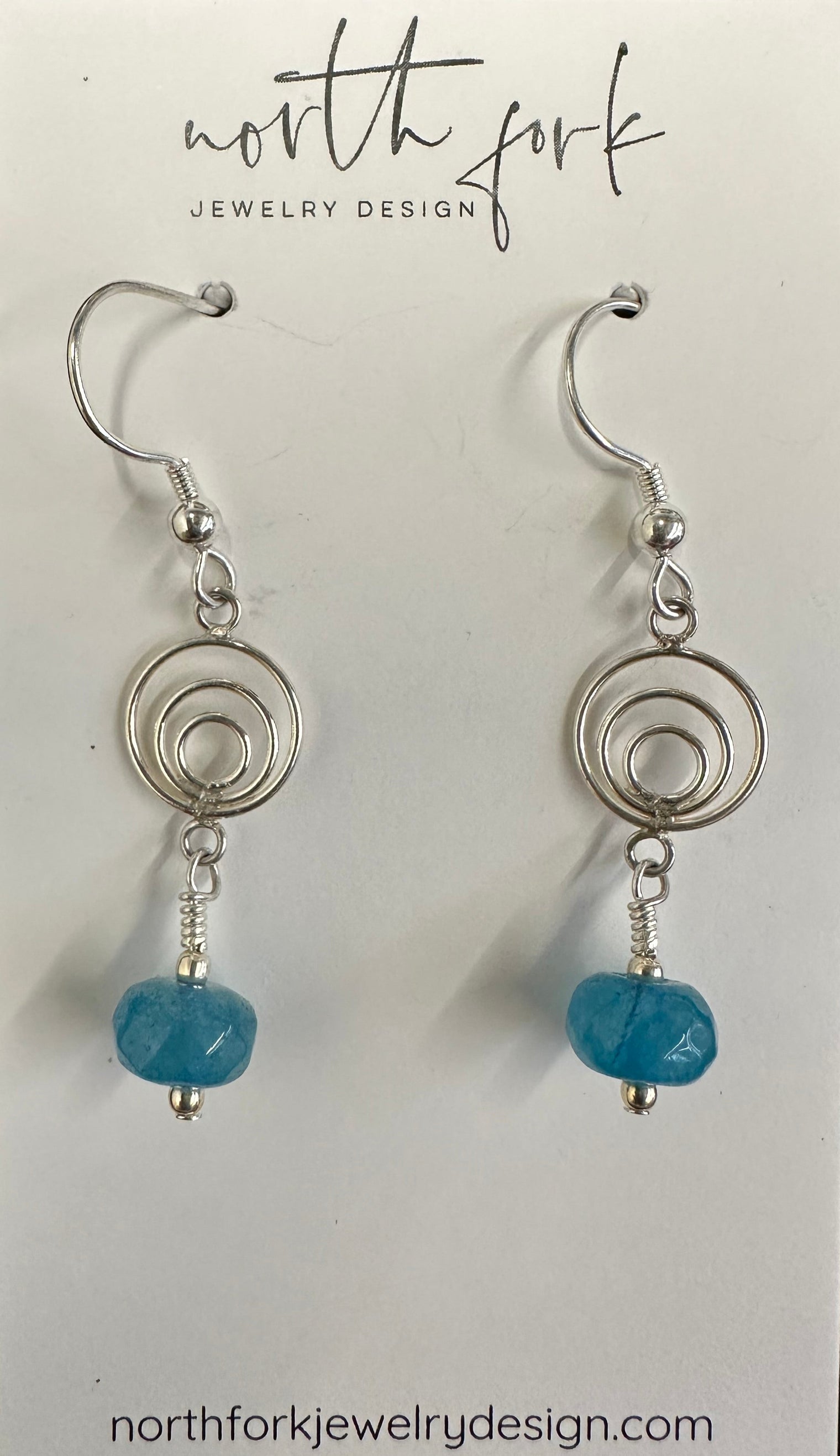 Blue Apatite Circle Dangle Earrings