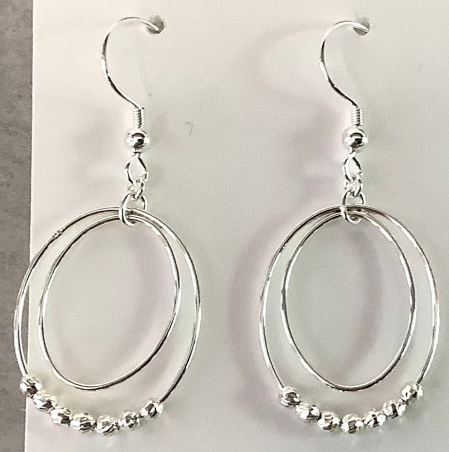 Sterling Silver Circle w/ Beads Earrings