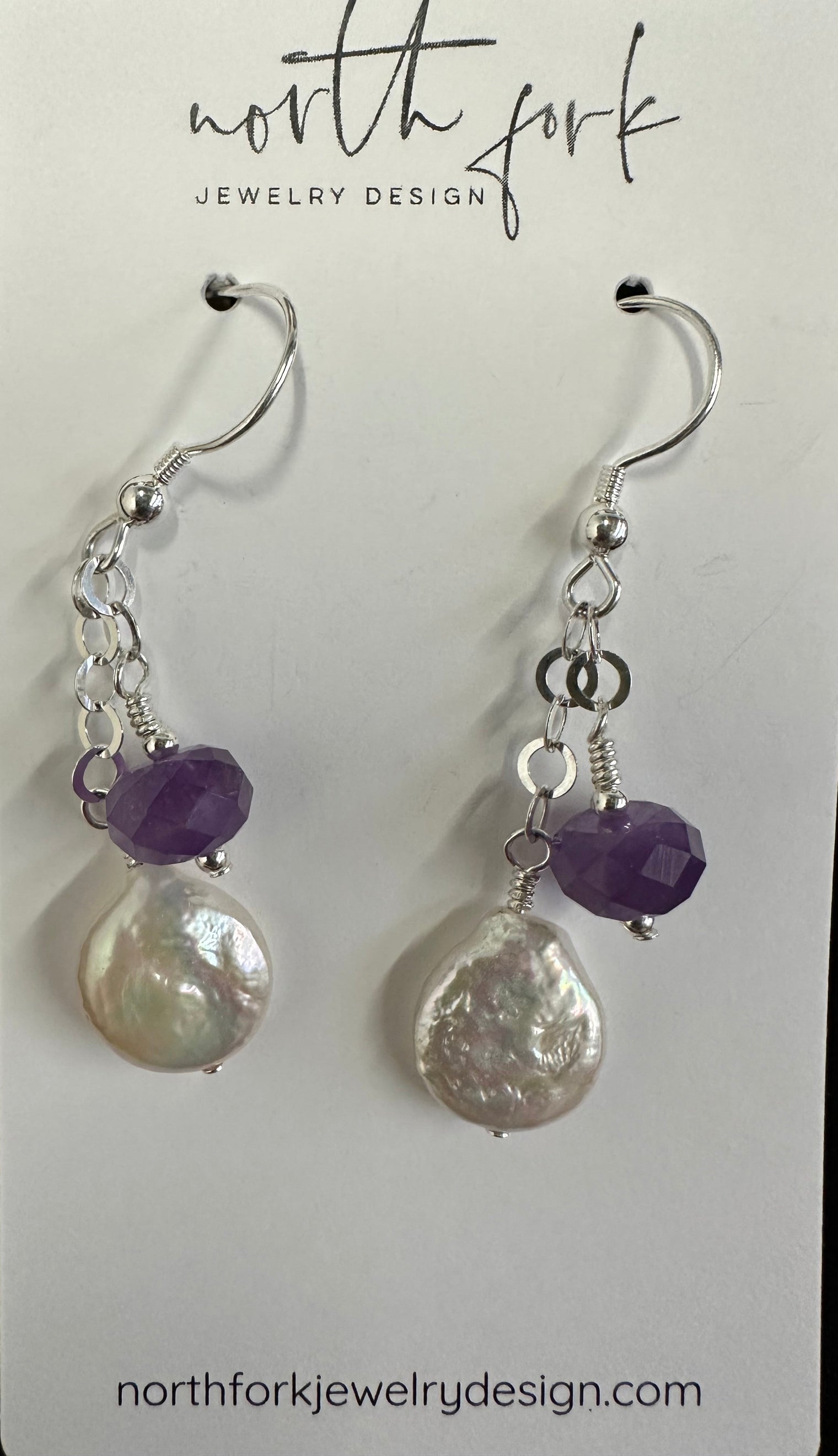 Amethyst and Pearl Dangle Earrings