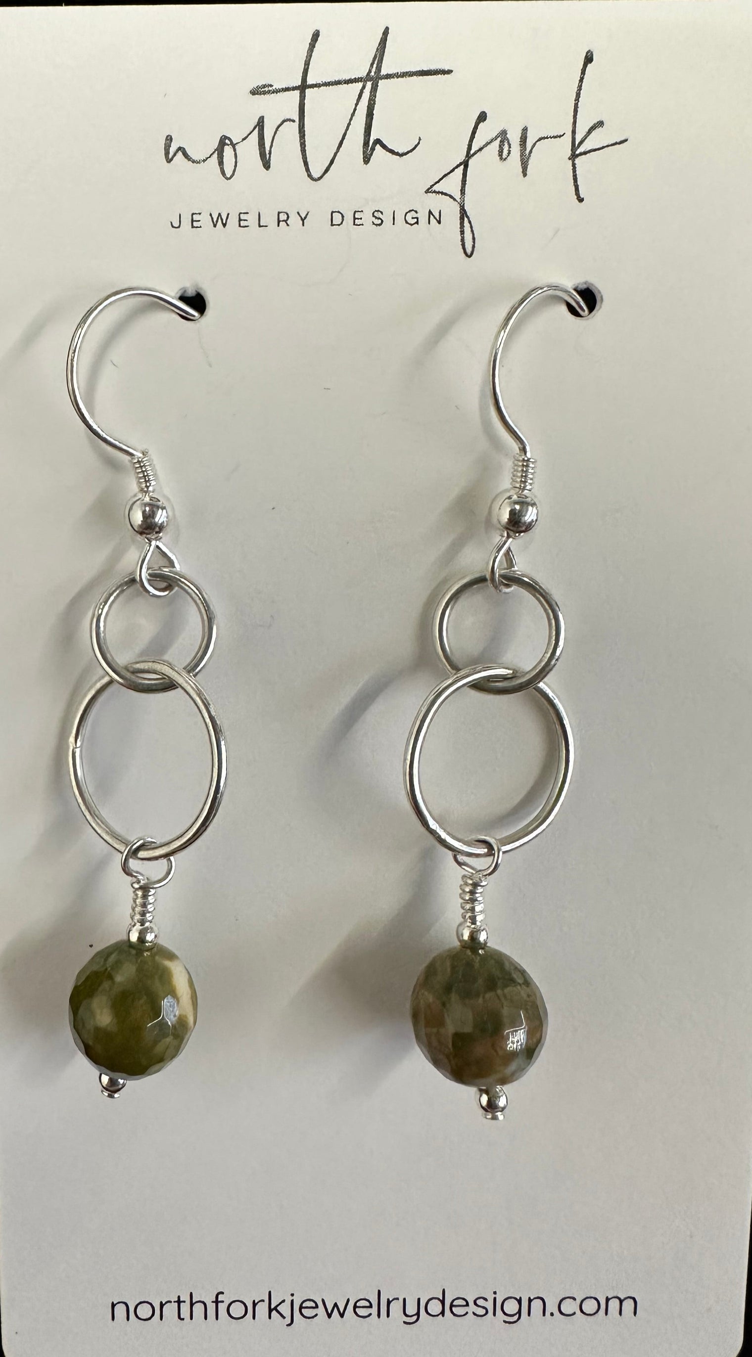 Rhyolite and Sterling Dangle Earrings