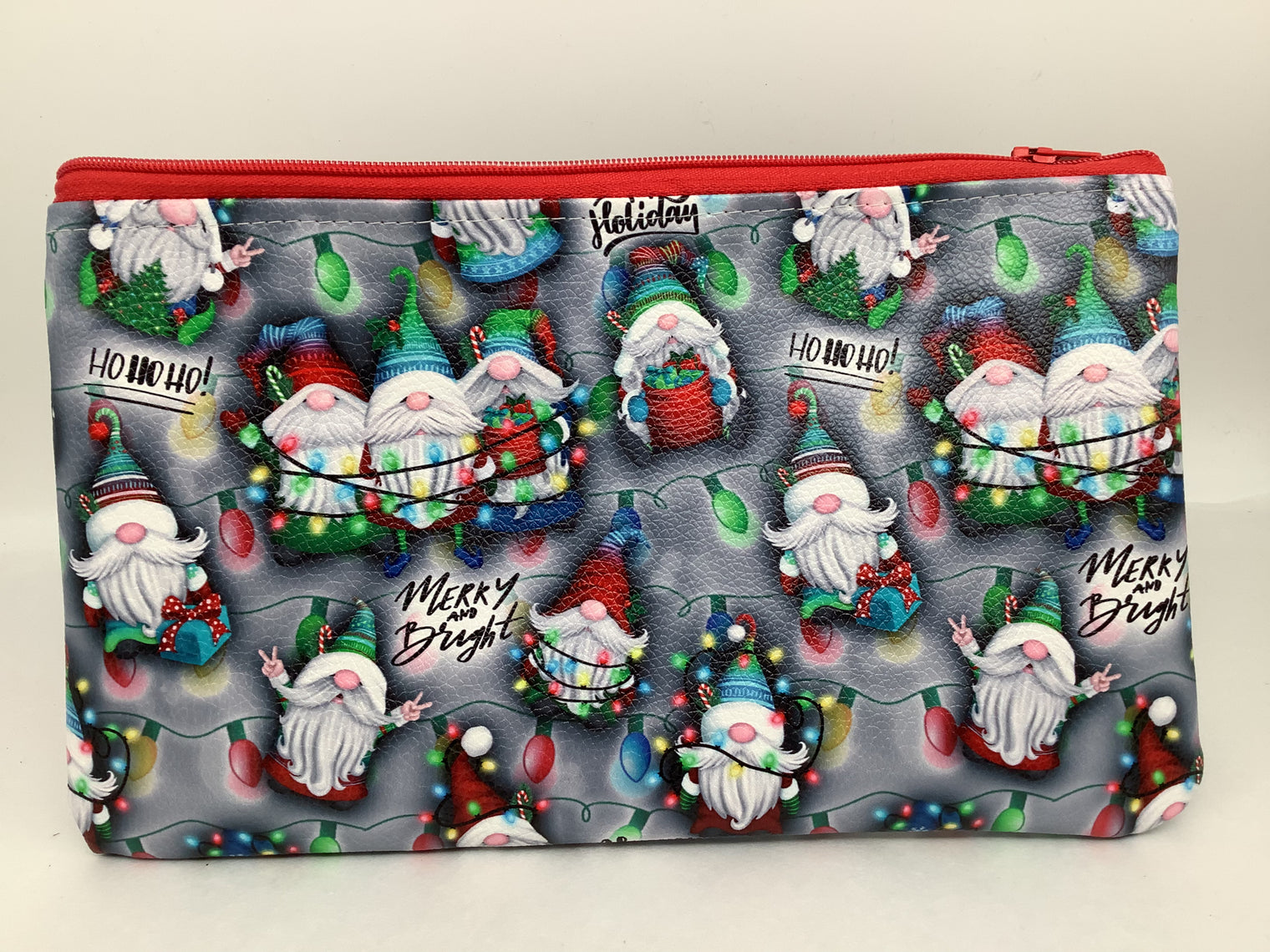 Holiday Gnome Zipper Pouch Large