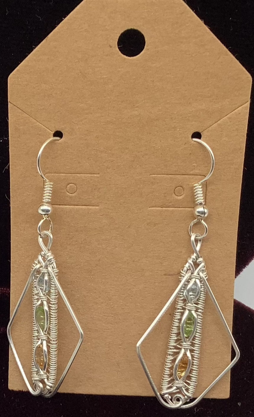 Topaz, Peridot, and Citrine Earrings