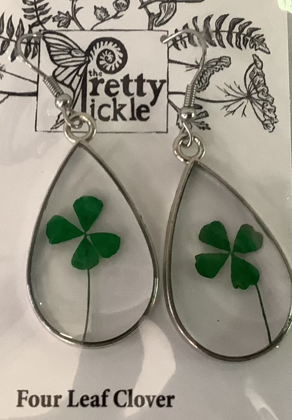 Four Leaf Clover Earrings Silver Plated