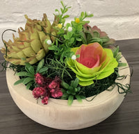 Wooden Succulents in Wooden Bowl