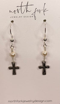 Sterling Silver Small Cross Earrings