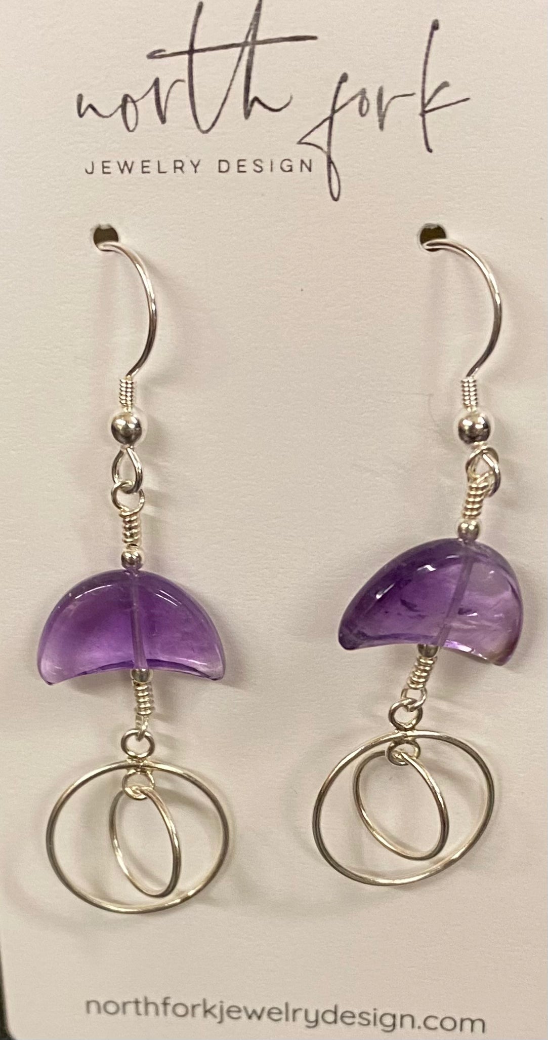 Amethyst Half Moon & Sterling Earrings