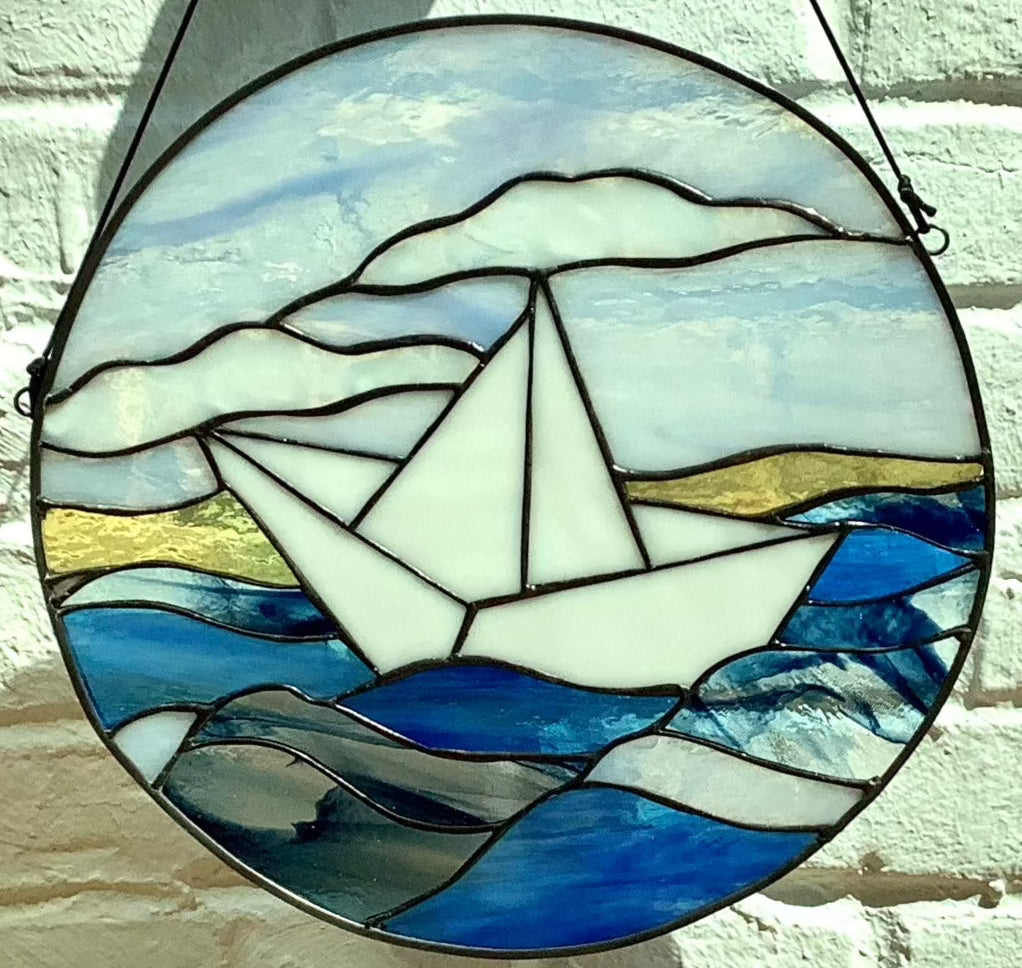 Paper Boat Stained Glass