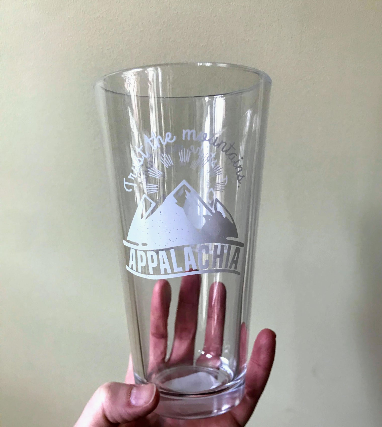 Trust the Mountains Pint Glass