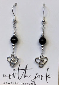 Black Onyx-Sterling Knot Earrings