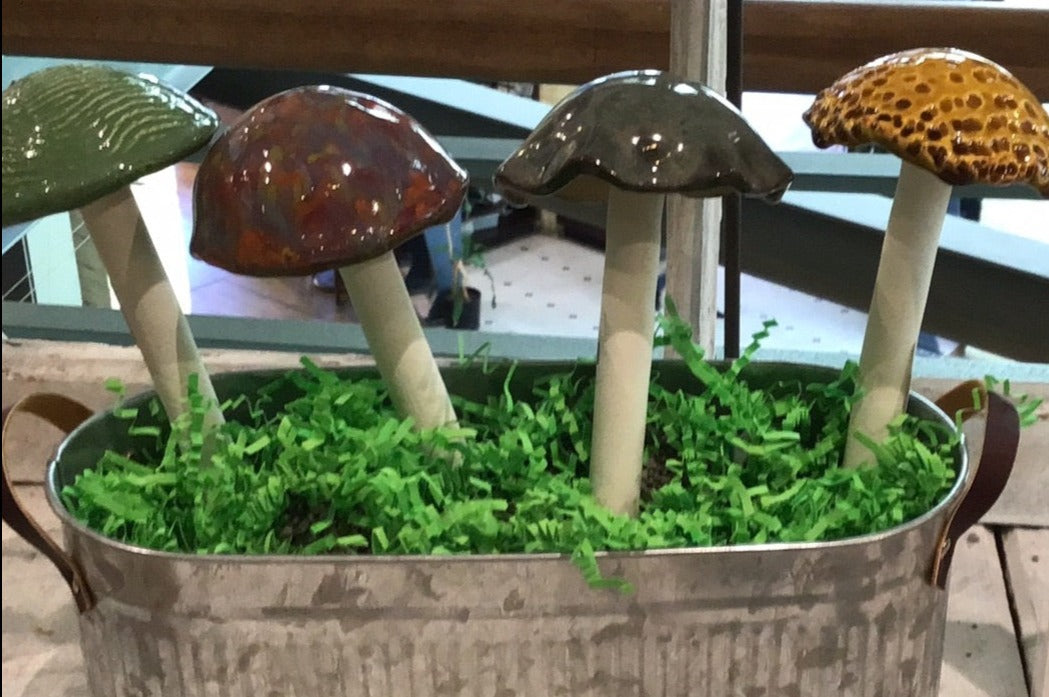 Small Pottery Mushrooms